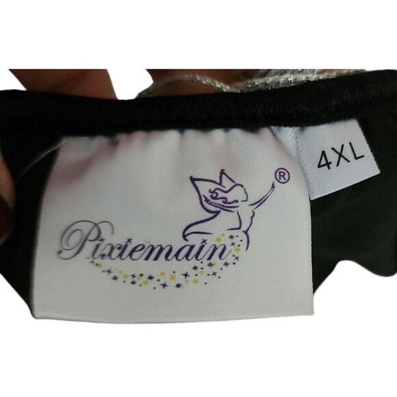 Retro 1920s Sequined One Shoulder Fringe Flapper Dress Womens Size 4XL Black Gat - Picture 6 of 7